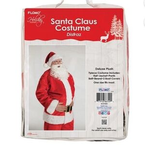 Red Santa Claus Outfit Deluxe Plush Costume 7 Piece Set OSFM